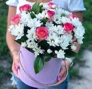 Композиция «Алла»  в шляпной коробке